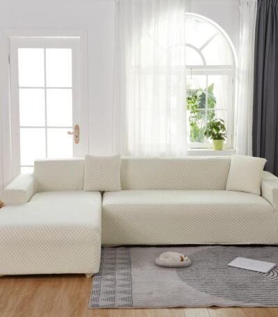 Housse de Canapé d’Angle Microfibre Blanc 1271