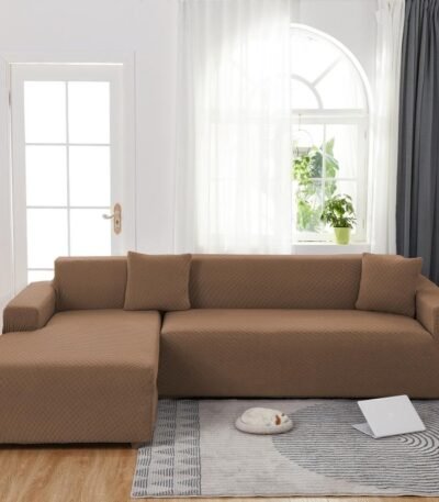 Housse de Canapé d’Angle Microfibre Marron 1268