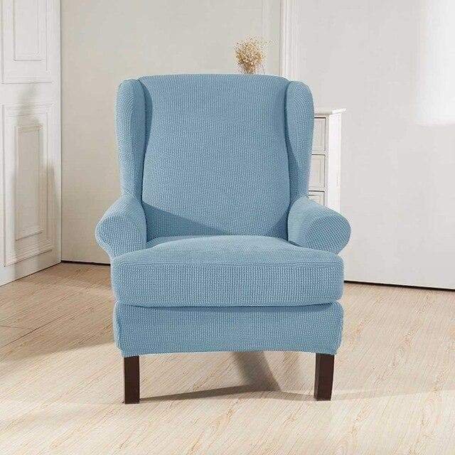 Housse Fauteuil Wingback Bleu Clair 333