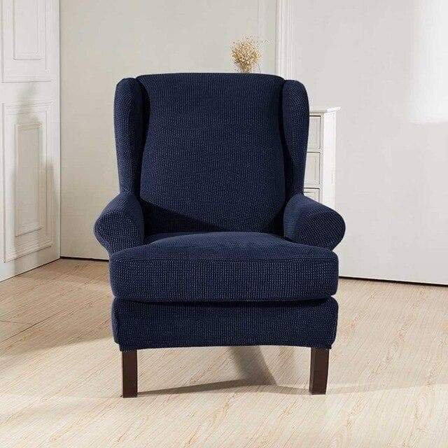 Housse Fauteuil Wingback Bleu Nuit 420